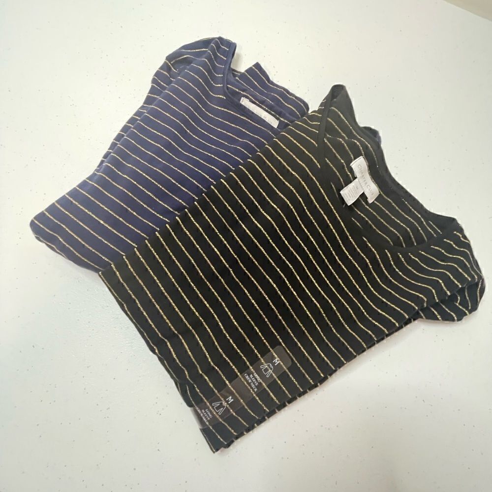 2 Charter Club Medium long sleeve shirts blue/gold and black/gold M